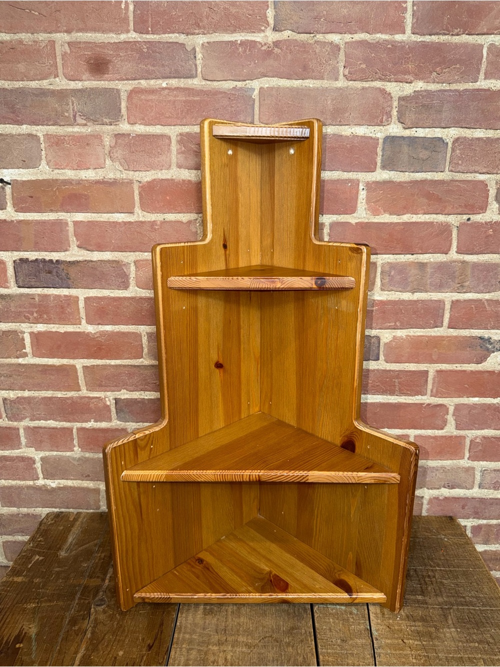 Corner Wall Display Shelf Natural Brown Adjustable Peg Shelves Rustic Farmhouse